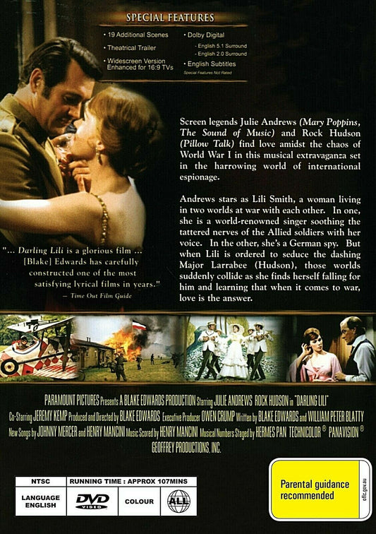 Buy Online Darling Lili - DVD - Julie Andrews - Rock Hudson | Best Shop for Old classic and hard to find movies on DVD - Timeless Classic DVD