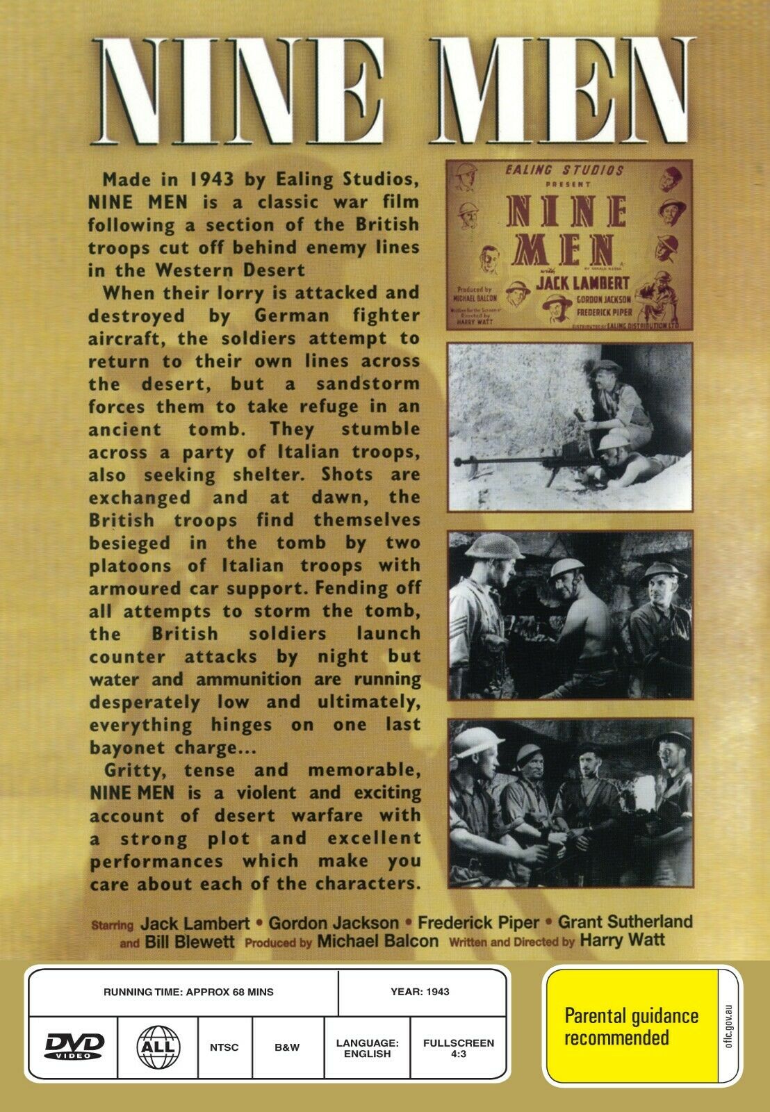 Buy Online Nine Men - DVD - Jack Lambert, Grant Sutherland | Best Shop for Old classic and hard to find movies on DVD - Timeless Classic DVD