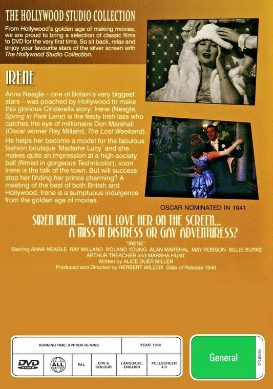 Buy Online Irene (1940) - DVD - NEW - Anna Neagle, Ray Milland | Best Shop for Old classic and hard to find movies on DVD - Timeless Classic DVD