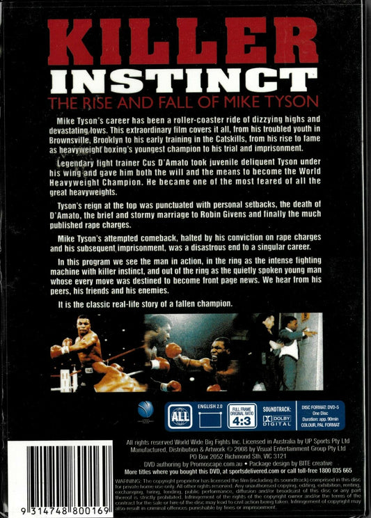 Buy Online The Killer Instinct The Rise & Fall Of Mike Tyson - REGION 2 & 4 DVD PAL | Best Shop for Old classic and hard to find movies on DVD - Timeless Classic DVD