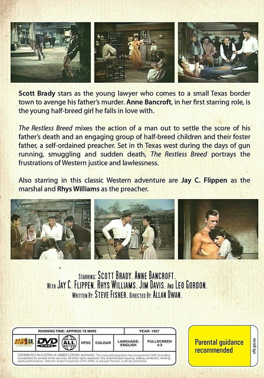 Buy Online The Restless Breed (1957) - DVD - Scott Brady, Anne Bancroft | Best Shop for Old classic and hard to find movies on DVD - Timeless Classic DVD