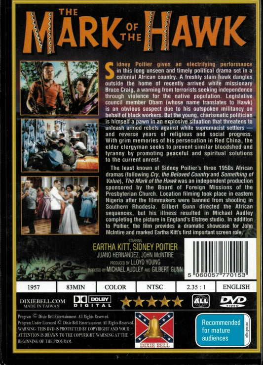 Buy Online Mark of the Hawk - DVD - Sidney Poitier, Eartha Kitt | Best Shop for Old classic and hard to find movies on DVD - Timeless Classic DVD