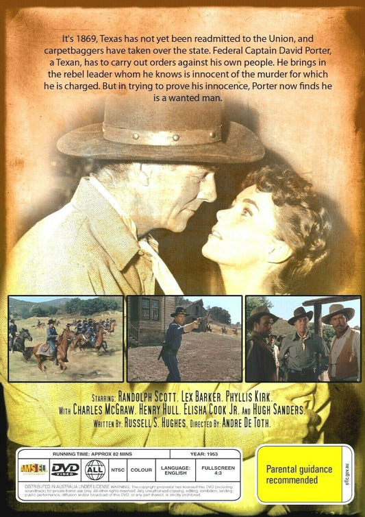 Buy Online Thunder Over the Plains  -  DVD - Randolph Scott, Lex Barker - WESTERN | Best Shop for Old classic and hard to find movies on DVD - Timeless Classic DVD