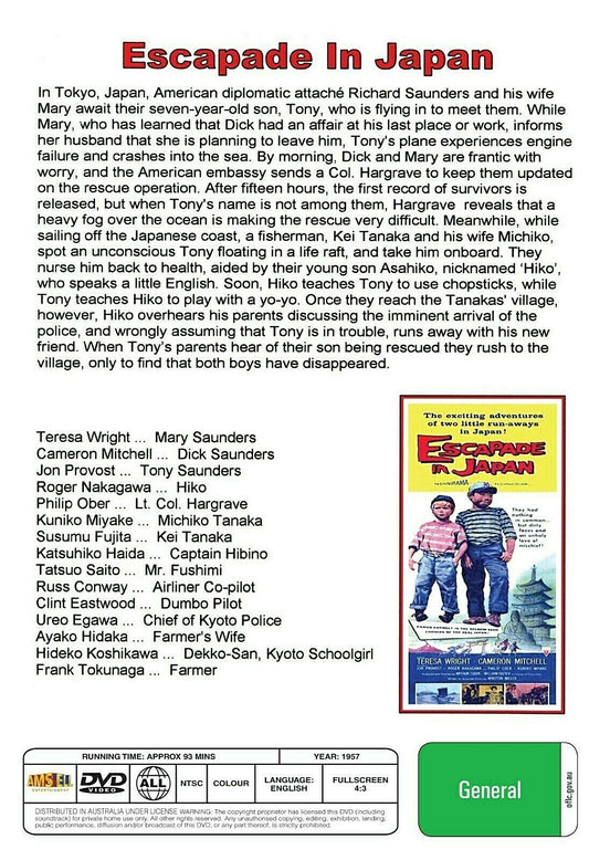 Buy Online Escapade in Japan (1957) - DVD - Teresa Wright, Cameron Mitchell | Best Shop for Old classic and hard to find movies on DVD - Timeless Classic DVD