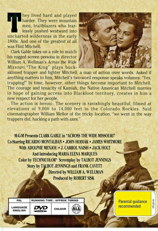 Buy Online Across the Wide Missouri - DVD - Clark Gable, Ricardo Montalban  - WESTERN | Best Shop for Old classic and hard to find movies on DVD - Timeless Classic DVD