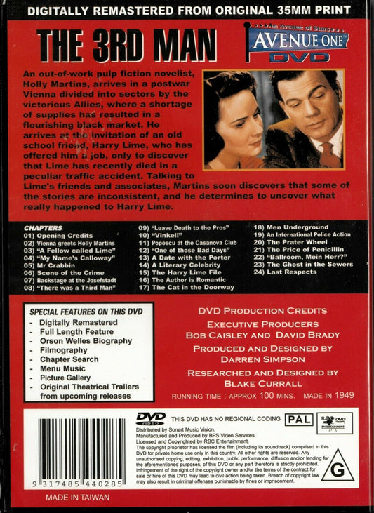 Buy Online THE 3RD MAN - DVD - PAL | Best Shop for Old classic and hard to find movies on DVD - Timeless Classic DVD