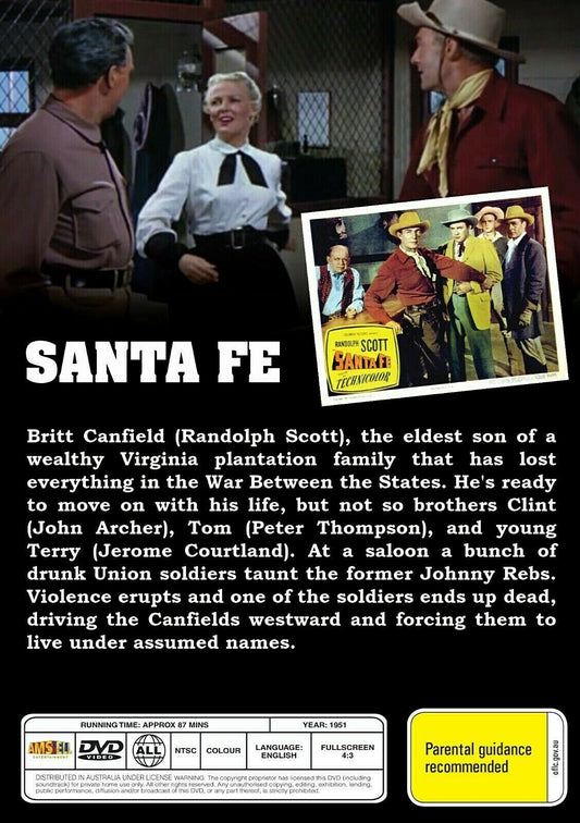 Buy Online Santa Fe (1951)- DVD - NEW -Randolph Scott, Janis Carter  - WESTERN | Best Shop for Old classic and hard to find movies on DVD - Timeless Classic DVD