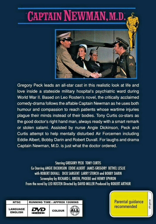 Buy Online Captain Newman, M.D. (1963)- DVD  - Gregory Peck, Tony Curtis | Best Shop for Old classic and hard to find movies on DVD - Timeless Classic DVD