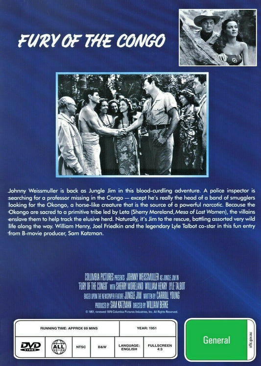 Buy Online Fury of the Congo (1951) - DVD - NEW - Johnny Weissmuller, Sherry Moreland | Best Shop for Old classic and hard to find movies on DVD - Timeless Classic DVD