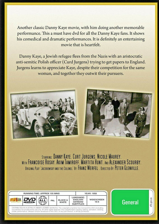 Buy Online Me and the Colonel -  DVD - Danny Kaye, Curd Jürgens | Best Shop for Old classic and hard to find movies on DVD - Timeless Classic DVD