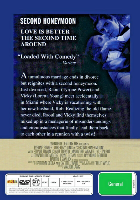 Buy Online Second Honeymoon (1937)- DVD -NEW- Tyrone Power, Loretta Young | Best Shop for Old classic and hard to find movies on DVD - Timeless Classic DVD