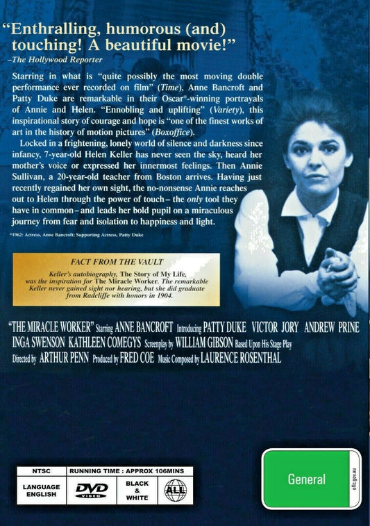 Buy Online The Miracle Worker - 1962 - DVD - Anne Bancroft, Patty Duke | Best Shop for Old classic and hard to find movies on DVD - Timeless Classic DVD