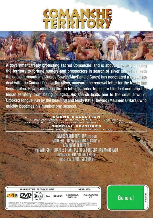 Buy Online Comanche Territory (1950) - DVD - Maureen O'Hara, Macdonald Carey - WESTERN | Best Shop for Old classic and hard to find movies on DVD - Timeless Classic DVD