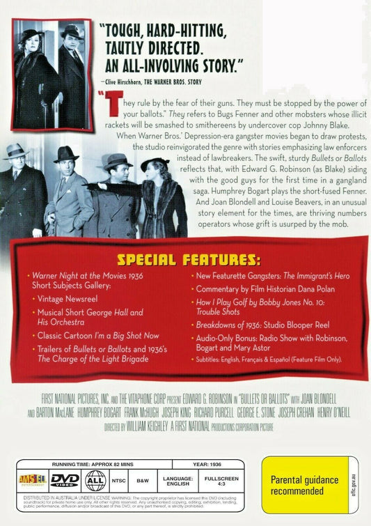 Buy Online Bullets or Ballots (1936) - DVD - Edward G. Robinson, Joan Blondell | Best Shop for Old classic and hard to find movies on DVD - Timeless Classic DVD