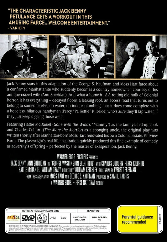 Buy Online George Washington Slept Here (1942) - DVD - NEW - Jack Benny, Ann Sheridan | Best Shop for Old classic and hard to find movies on DVD - Timeless Classic DVD