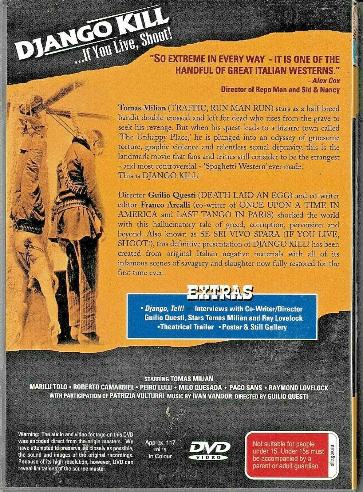 Buy Online Django Kill... If You Live, Shoot! - REGION 4 DVD - Tomas Milian | Best Shop for Old classic and hard to find movies on DVD - Timeless Classic DVD