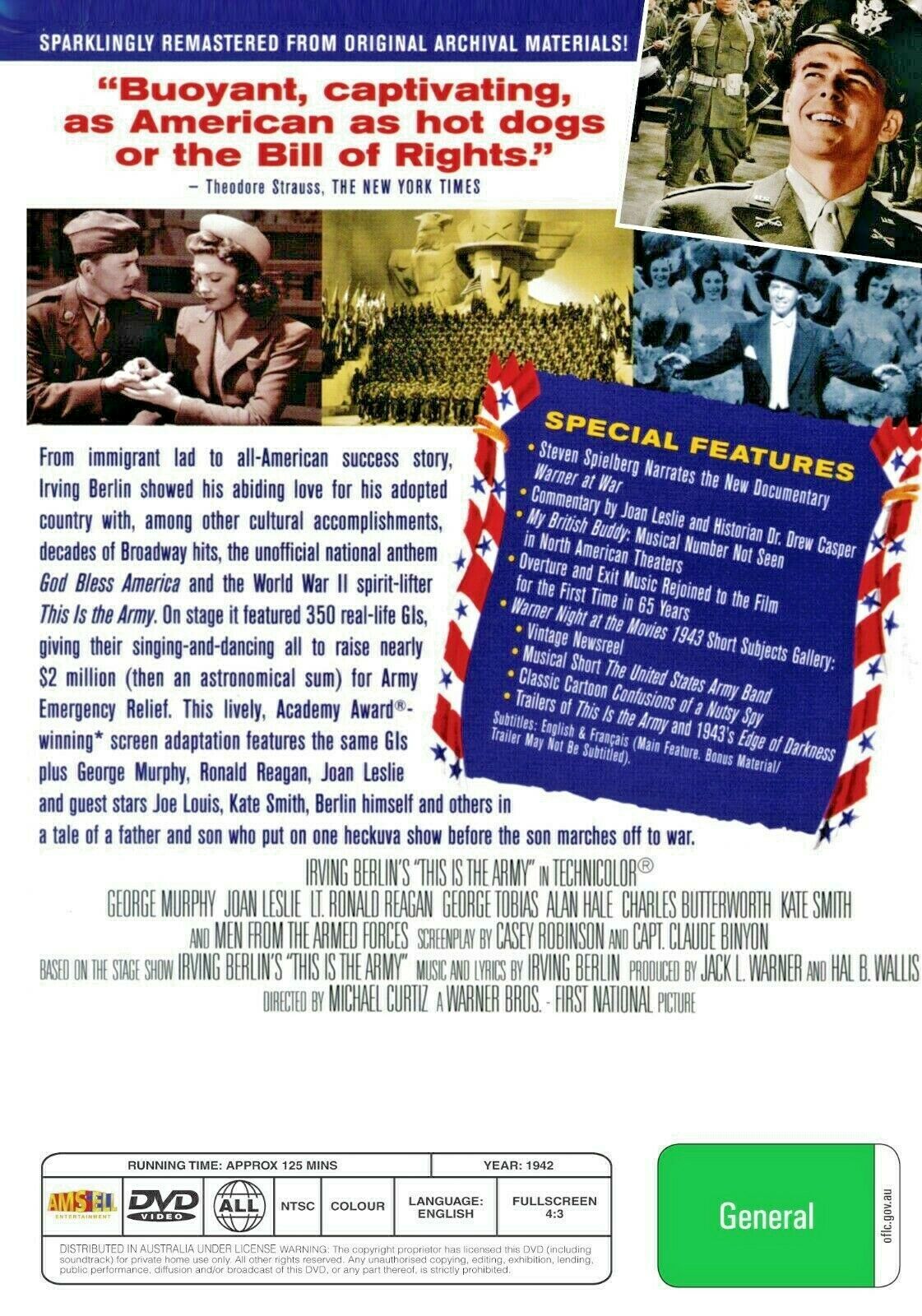 Buy Online This Is the Army (1943) - DVD - George Murphy, Joan Leslie | Best Shop for Old classic and hard to find movies on DVD - Timeless Classic DVD