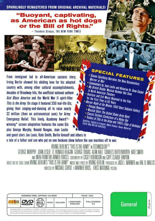 Buy Online This Is the Army (1943) - DVD  - George Murphy, Joan Leslie | Best Shop for Old classic and hard to find movies on DVD - Timeless Classic DVD