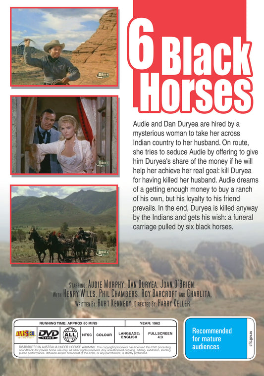 Buy Online Six Black Horses (1962) - DVD - Audie Murphy, Dan Duryea | Best Shop for Old classic and hard to find movies on DVD - Timeless Classic DVD