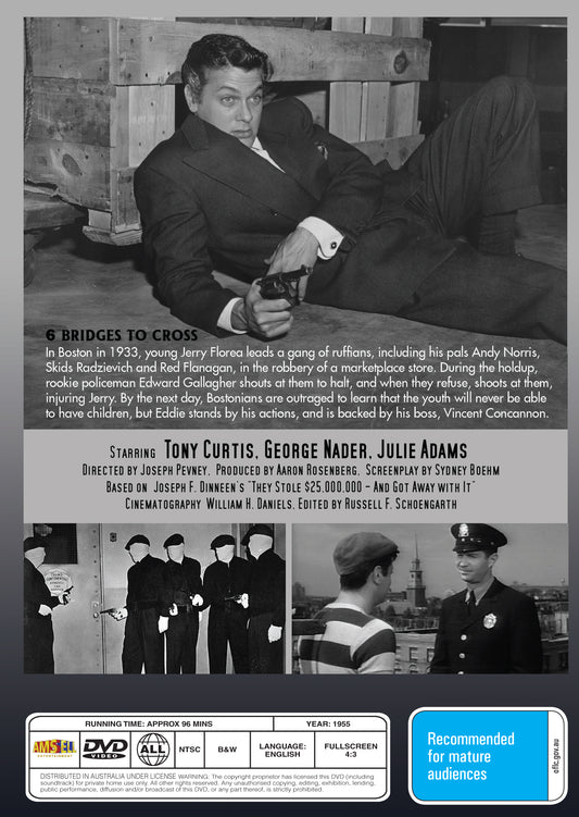 Buy Online Six Bridges to Cross (1955) - DVD - Tony Curtis, George Nader | Best Shop for Old classic and hard to find movies on DVD - Timeless Classic DVD
