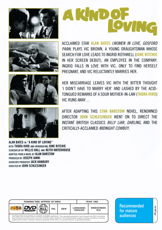 Buy Online A Kind of Loving (1962) - DVD - Alan Bates, June Ritchie | Best Shop for Old classic and hard to find movies on DVD - Timeless Classic DVD