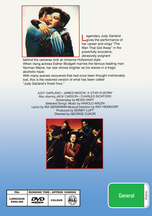 Buy Online A Star Is Born (1954) - DVD - Judy Garland, James Mason | Best Shop for Old classic and hard to find movies on DVD - Timeless Classic DVD