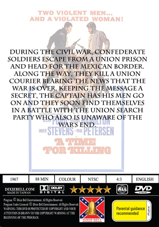 Buy Online A Time for Killing (1967) - DVD - Inger Stevens, Glenn Ford | Best Shop for Old classic and hard to find movies on DVD - Timeless Classic DVD