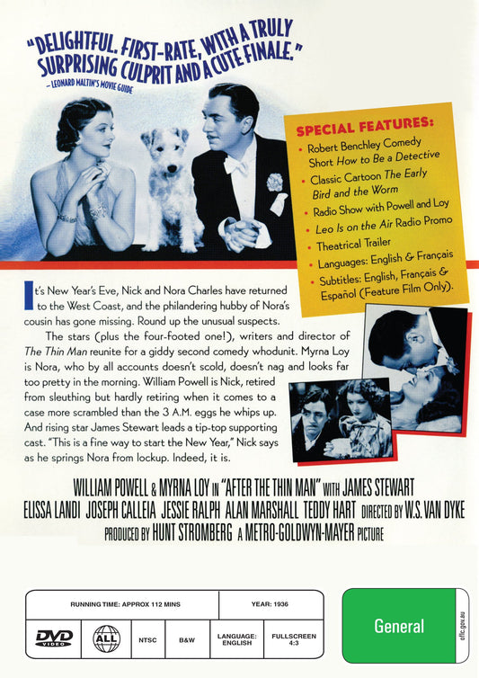 Buy Online After the Thin Man (1936) - DVD - William Powell, Myrna Loy, James Stewart | Best Shop for Old classic and hard to find movies on DVD - Timeless Classic DVD