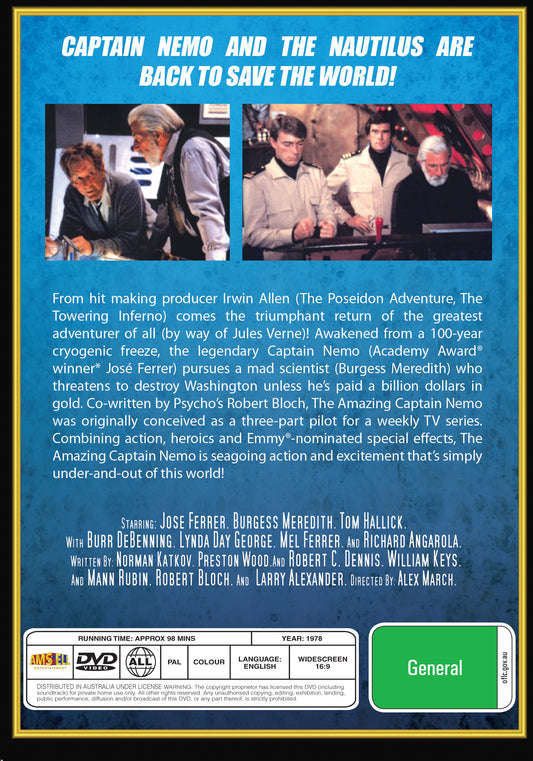 Buy Online The Amazing of Captain Nemo (1978) - DVD - José Ferrer, Burgess Meredith | Best Shop for Old classic and hard to find movies on DVD - Timeless Classic DVD