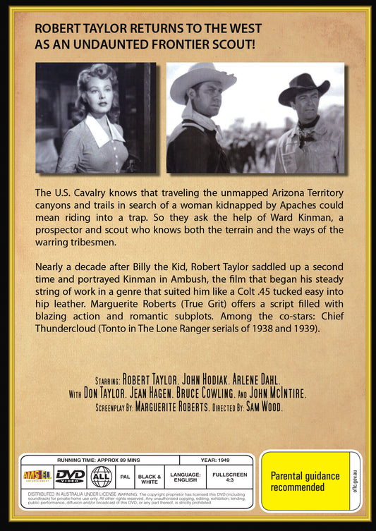 Buy Online Ambush (1950) - DVD - Robert Taylor, John Hodiak | Best Shop for Old classic and hard to find movies on DVD - Timeless Classic DVD