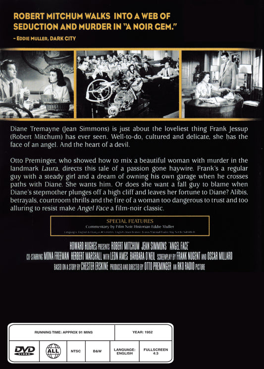 Buy Online Angel Face (1953) - DVD - Robert Mitchum, Jean Simmons | Best Shop for Old classic and hard to find movies on DVD - Timeless Classic DVD