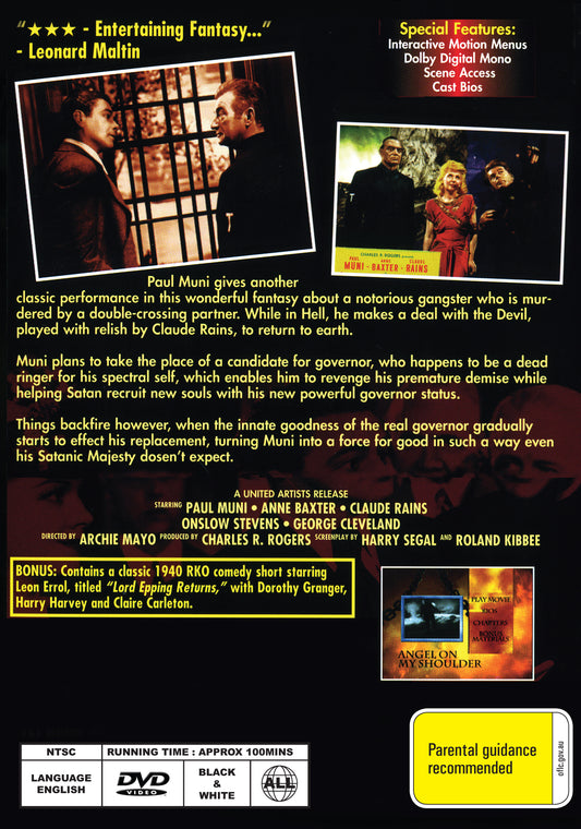 Buy Online Angel on My Shoulder (1946) - DVD - Paul Muni, Anne Baxter | Best Shop for Old classic and hard to find movies on DVD - Timeless Classic DVD