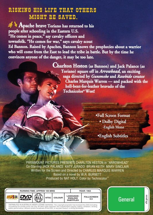 Buy Online Arrowhead (1953) - DVD - Charlton Heston, Jack Palance | Best Shop for Old classic and hard to find movies on DVD - Timeless Classic DVD
