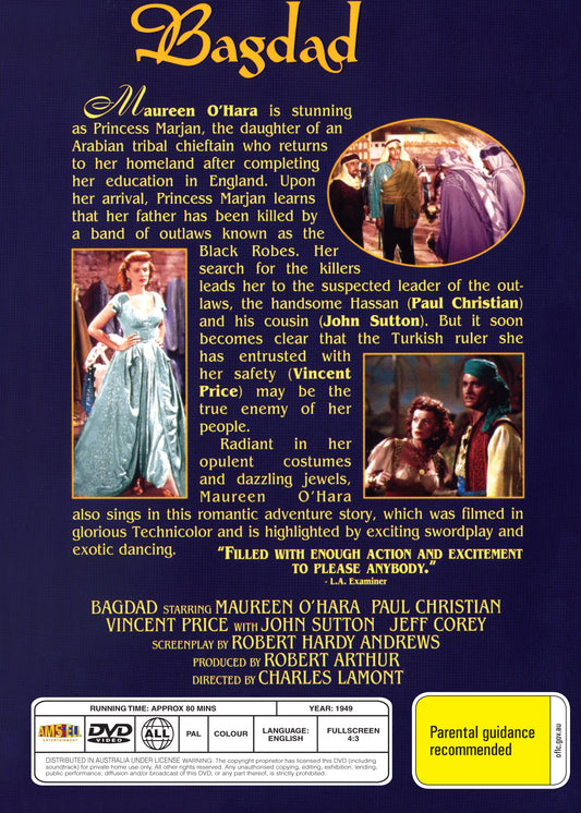 Buy Online Bagdad (1949) - DVD - Maureen O'Hara, Vincent Price | Best Shop for Old classic and hard to find movies on DVD - Timeless Classic DVD