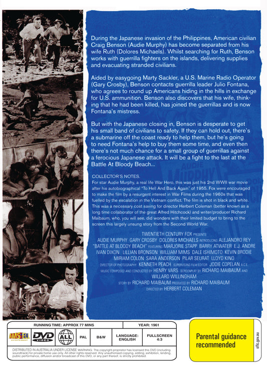 Buy Online Battle at Bloody Beach (1961) - DVD - Audie Murphy, Gary Crosby | Best Shop for Old classic and hard to find movies on DVD - Timeless Classic DVD