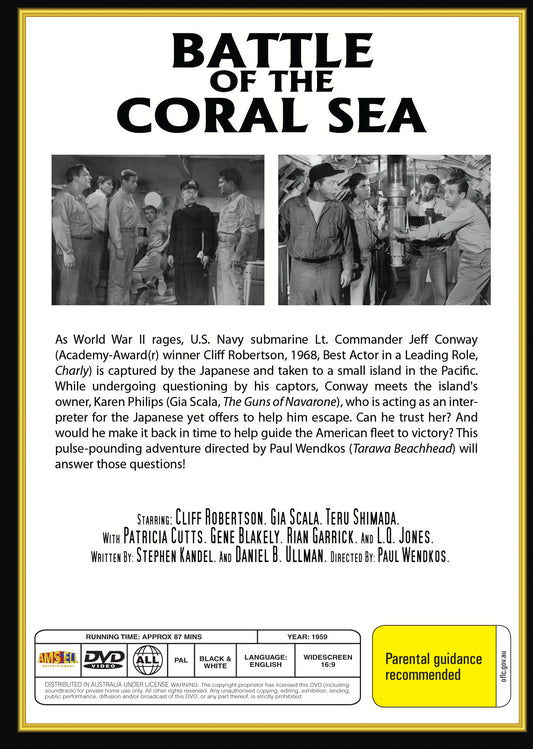 Buy Online Battle of the Coral Sea (1959) - DVD - Cliff Robertson, Gia Scala | Best Shop for Old classic and hard to find movies on DVD - Timeless Classic DVD
