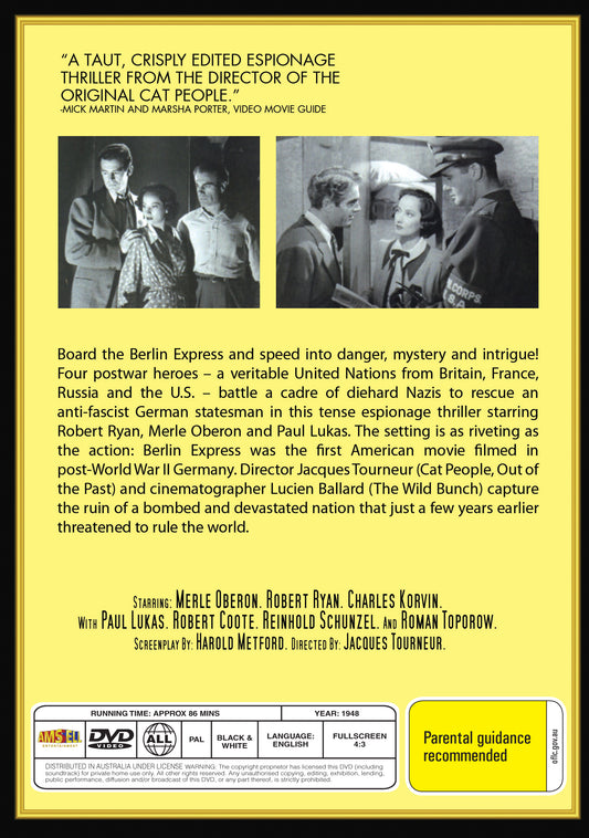Buy Online Berlin Express (1948) - DVD - Merle Oberon, Robert Ryan | Best Shop for Old classic and hard to find movies on DVD - Timeless Classic DVD