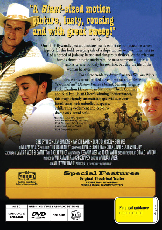 Buy Online The Big Country (1958) - DVD - Gregory Peck, Jean Simmons | Best Shop for Old classic and hard to find movies on DVD - Timeless Classic DVD