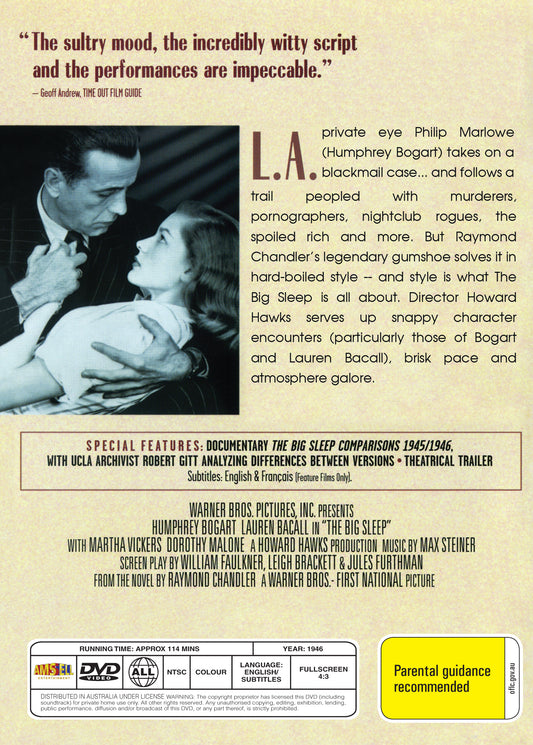 Buy Online The Big Sleep (1946) - DVD - Humphrey Bogart, Lauren Bacall | Best Shop for Old classic and hard to find movies on DVD - Timeless Classic DVD