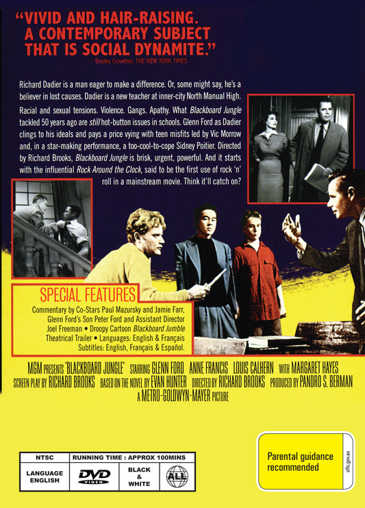 Buy Online Blackboard Jungle (1955) - DVD - Glenn Ford, Anne Francis | Best Shop for Old classic and hard to find movies on DVD - Timeless Classic DVD
