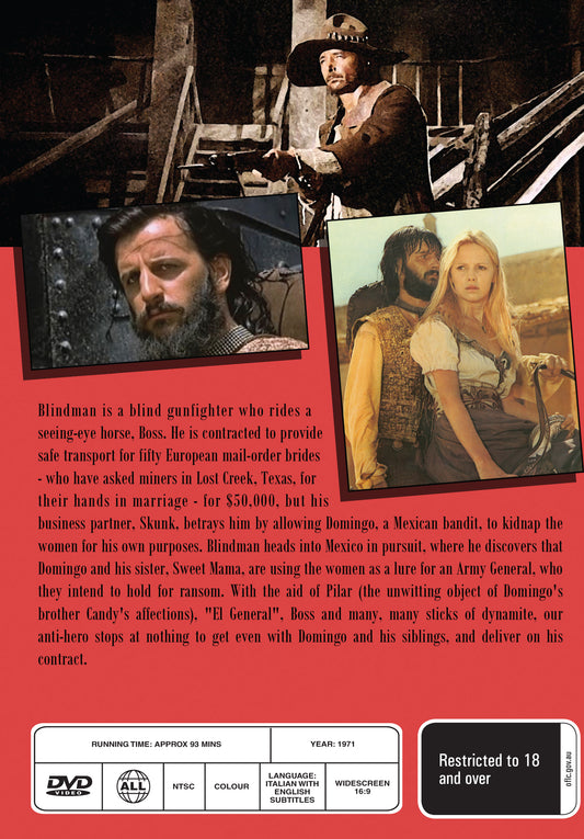 Buy Online Blindman (1971) - DVD - Tony Anthony, Ringo Starr, Lloyd Battista | Best Shop for Old classic and hard to find movies on DVD - Timeless Classic DVD