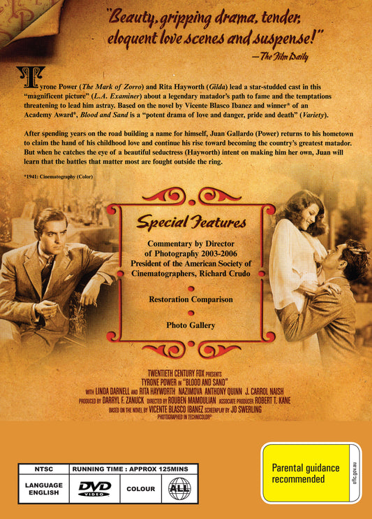 Buy Online Blood and Sand (1941) - DVD - Tyrone Power, Rita Hayworth | Best Shop for Old classic and hard to find movies on DVD - Timeless Classic DVD