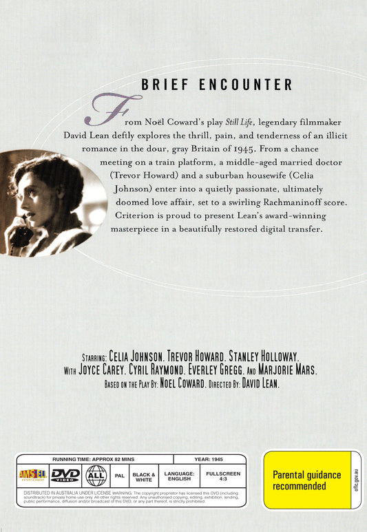 Buy Online Brief Encounter (1945) - DVD - Celia Johnson, Trevor Howard | Best Shop for Old classic and hard to find movies on DVD - Timeless Classic DVD