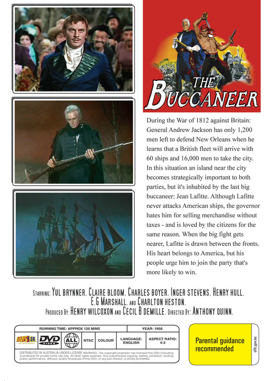 Buy Online The Buccaneer (1958) - DVD - Yul Brynner, Claire Bloom | Best Shop for Old classic and hard to find movies on DVD - Timeless Classic DVD