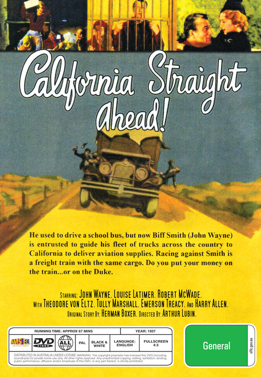 Buy Online California Straight Ahead! (1937) - DVD - John Wayne, Louise Latimer | Best Shop for Old classic and hard to find movies on DVD - Timeless Classic DVD