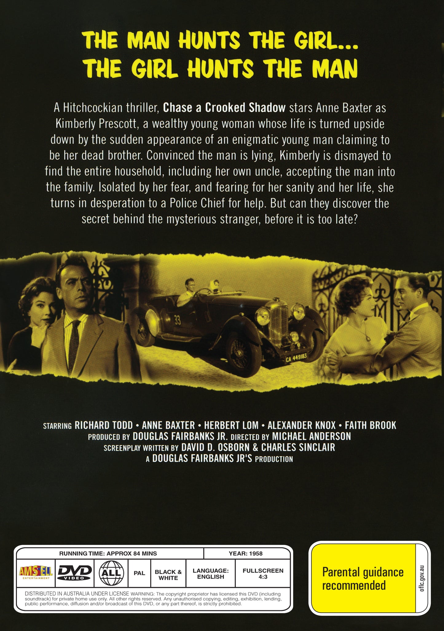Buy Online Chase a Crooked Shadow (1958) - DVD - Richard Todd, Anne Baxter | Best Shop for Old classic and hard to find movies on DVD - Timeless Classic DVD