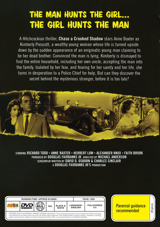 Buy Online Chase a Crooked Shadow (1958) - DVD - Richard Todd, Anne Baxter | Best Shop for Old classic and hard to find movies on DVD - Timeless Classic DVD