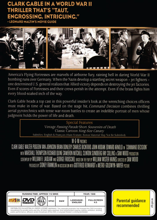 Buy Online Command Decision (1948) - DVD - Clark Gable, Walter Pidgeon | Best Shop for Old classic and hard to find movies on DVD - Timeless Classic DVD