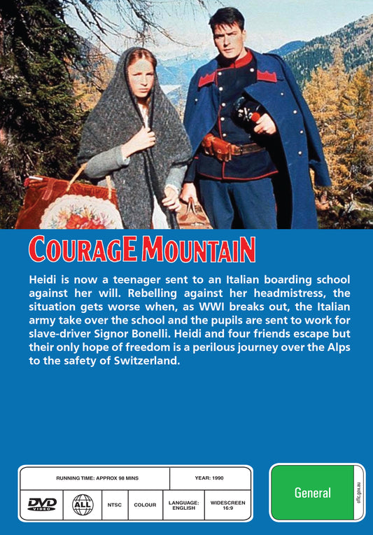 Buy Online Courage Mountain (1990) - DVD - Juliette Caton, Charlie Sheen | Best Shop for Old classic and hard to find movies on DVD - Timeless Classic DVD