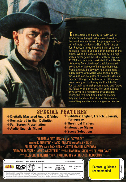 Buy Online Cowboy (1958) - DVD - Glenn Ford, Jack Lemmon | Best Shop for Old classic and hard to find movies on DVD - Timeless Classic DVD